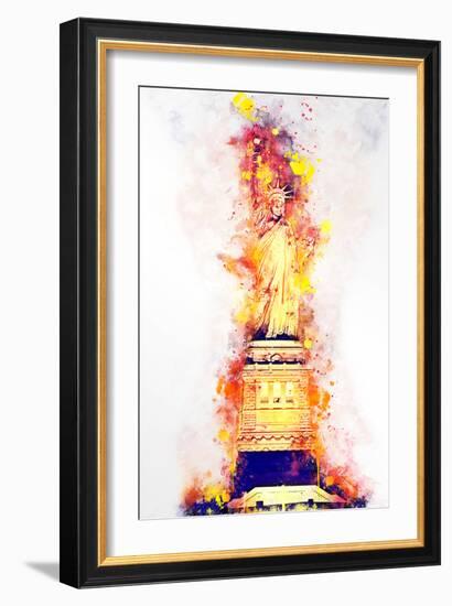 NYC Watercolor Collection - Lady Liberty-Philippe Hugonnard-Framed Art Print