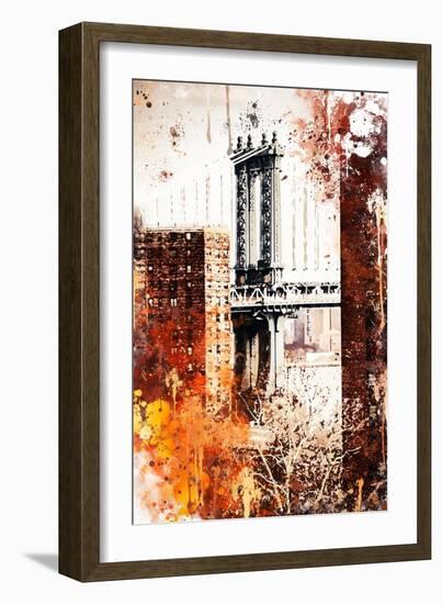 NYC Watercolor Collection - Manhattan Bridge-Philippe Hugonnard-Framed Art Print