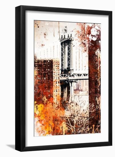 NYC Watercolor Collection - Manhattan Bridge-Philippe Hugonnard-Framed Art Print