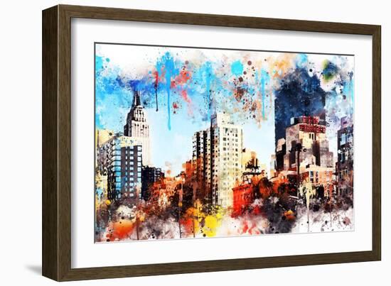 NYC Watercolor Collection - Manhattan Buildings-Philippe Hugonnard-Framed Art Print