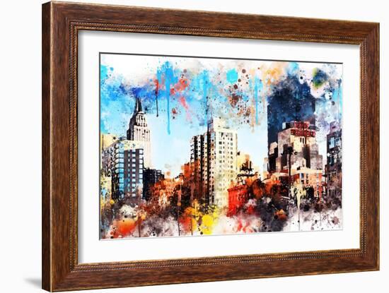 NYC Watercolor Collection - Manhattan Buildings-Philippe Hugonnard-Framed Art Print