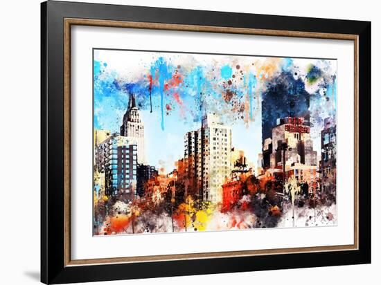 NYC Watercolor Collection - Manhattan Buildings-Philippe Hugonnard-Framed Art Print