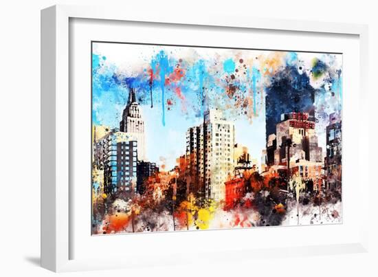 NYC Watercolor Collection - Manhattan Buildings-Philippe Hugonnard-Framed Art Print