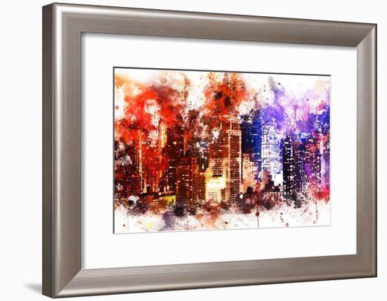 NYC Watercolor Collection - Manhattan by Night-Philippe Hugonnard-Framed Art Print