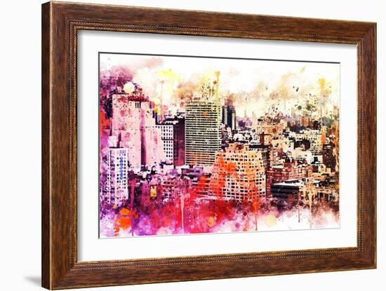 NYC Watercolor Collection - Manhattan District-Philippe Hugonnard-Framed Art Print