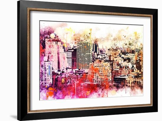 NYC Watercolor Collection - Manhattan District-Philippe Hugonnard-Framed Art Print