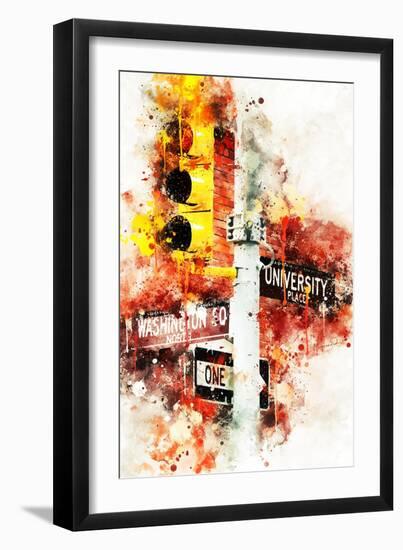 NYC Watercolor Collection - Manhattan Signs-Philippe Hugonnard-Framed Art Print