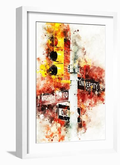 NYC Watercolor Collection - Manhattan Signs-Philippe Hugonnard-Framed Art Print