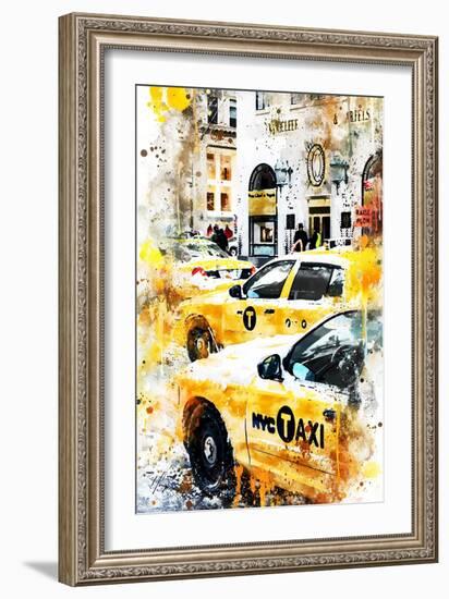 NYC Watercolor Collection - New York Taxis-Philippe Hugonnard-Framed Art Print