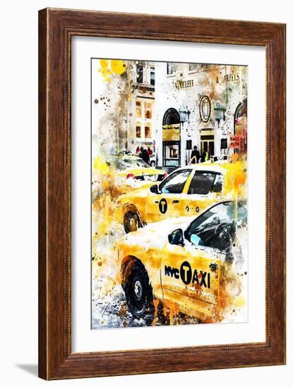 NYC Watercolor Collection - New York Taxis-Philippe Hugonnard-Framed Art Print