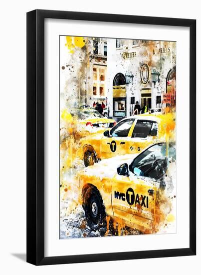 NYC Watercolor Collection - New York Taxis-Philippe Hugonnard-Framed Art Print