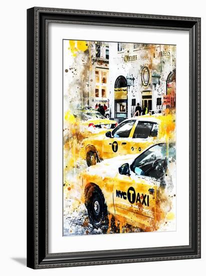 NYC Watercolor Collection - New York Taxis-Philippe Hugonnard-Framed Art Print