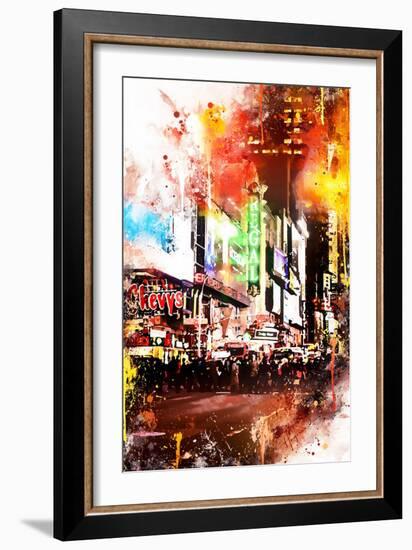 NYC Watercolor Collection - Pedestrian Pathway-Philippe Hugonnard-Framed Art Print