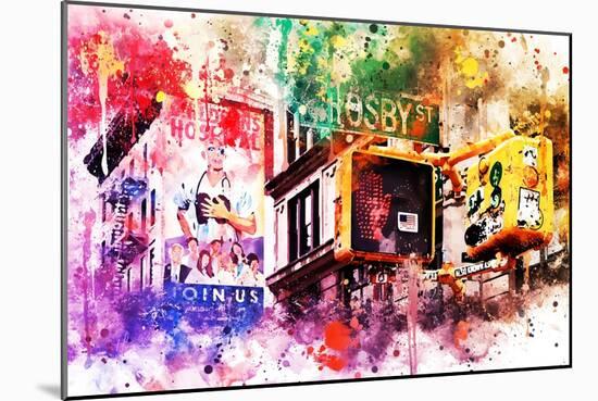 NYC Watercolor Collection - Pedestrian Signal-Philippe Hugonnard-Mounted Art Print