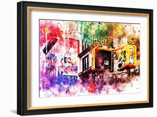 NYC Watercolor Collection - Pedestrian Signal-Philippe Hugonnard-Framed Art Print