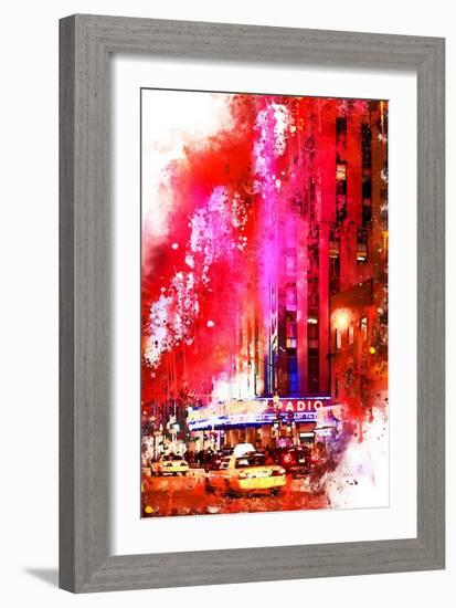 NYC Watercolor Collection - Radio City Music Hall-Philippe Hugonnard-Framed Art Print