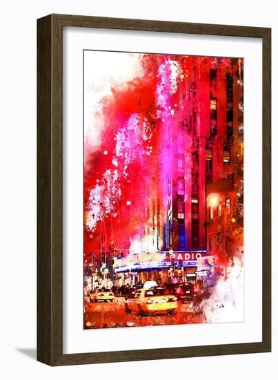 NYC Watercolor Collection - Radio City Music Hall-Philippe Hugonnard-Framed Art Print