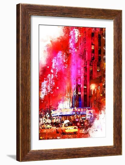 NYC Watercolor Collection - Radio City Music Hall-Philippe Hugonnard-Framed Art Print