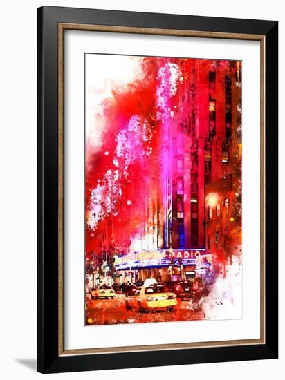 NYC Watercolor Collection - Radio City Music Hall-Philippe Hugonnard-Framed Art Print