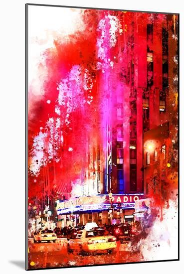 NYC Watercolor Collection - Radio City Music Hall-Philippe Hugonnard-Mounted Art Print