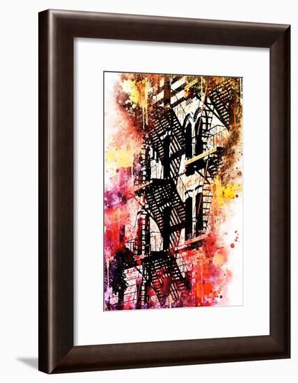 NYC Watercolor Collection - Stairs Shadows-Philippe Hugonnard-Framed Art Print