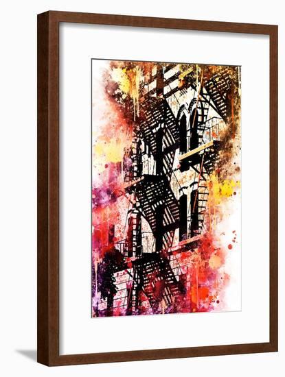 NYC Watercolor Collection - Stairs Shadows-Philippe Hugonnard-Framed Art Print