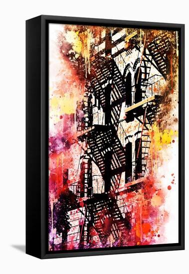 NYC Watercolor Collection - Stairs Shadows-Philippe Hugonnard-Framed Stretched Canvas