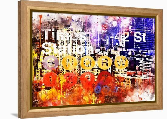 NYC Watercolor Collection - Subway 42 Street-Philippe Hugonnard-Framed Stretched Canvas