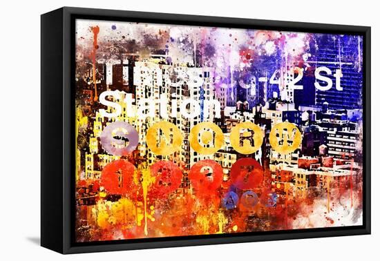 NYC Watercolor Collection - Subway 42 Street-Philippe Hugonnard-Framed Stretched Canvas