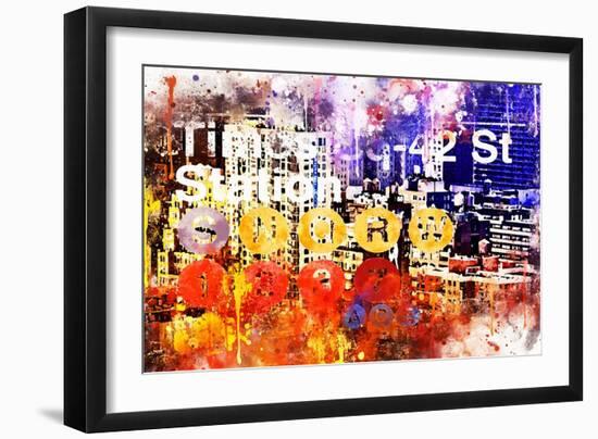 NYC Watercolor Collection - Subway 42 Street-Philippe Hugonnard-Framed Art Print