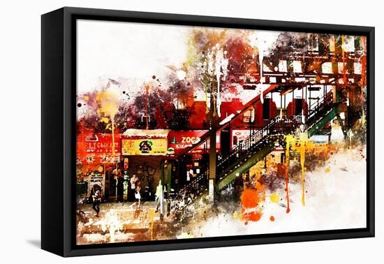 NYC Watercolor Collection - Subway Brooklyn-Philippe Hugonnard-Framed Stretched Canvas