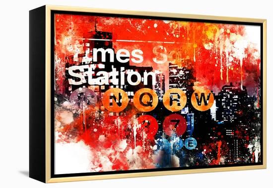 NYC Watercolor Collection - Subway Red Night-Philippe Hugonnard-Framed Stretched Canvas