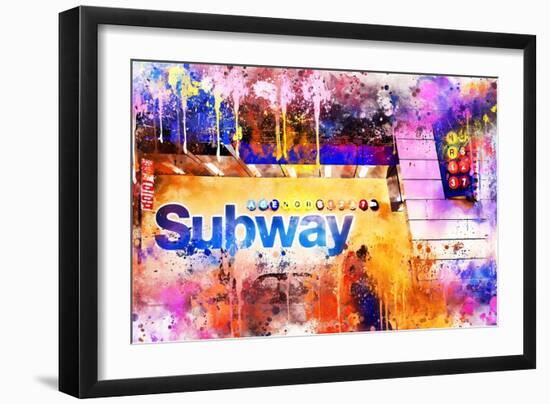 NYC Watercolor Collection - Subway Station-Philippe Hugonnard-Framed Art Print