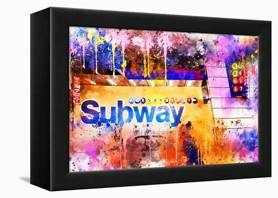 NYC Watercolor Collection - Subway Station-Philippe Hugonnard-Framed Stretched Canvas