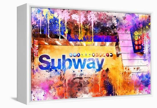 NYC Watercolor Collection - Subway Station-Philippe Hugonnard-Framed Stretched Canvas