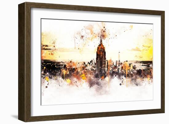 NYC Watercolor Collection - Sunset Skyline-Philippe Hugonnard-Framed Art Print