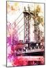 NYC Watercolor Collection - The Manhattan Bridge II-Philippe Hugonnard-Mounted Art Print