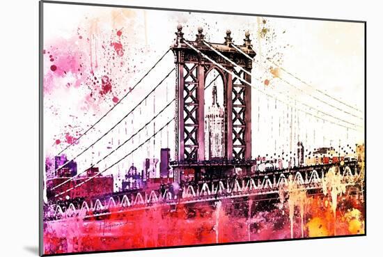 NYC Watercolor Collection - The Manhattan Bridge III-Philippe Hugonnard-Mounted Art Print