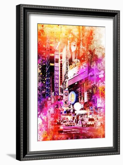 NYC Watercolor Collection - Times Square by Night-Philippe Hugonnard-Framed Art Print