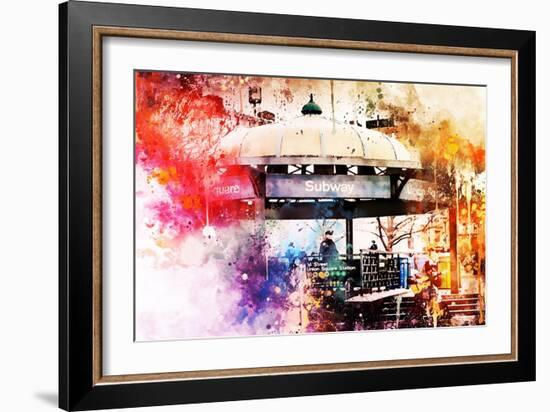 NYC Watercolor Collection - Union Square Station-Philippe Hugonnard-Framed Art Print