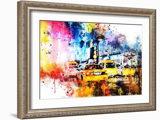 NYC Watercolor Collection - Yellow Taxis-Philippe Hugonnard-Framed Art Print