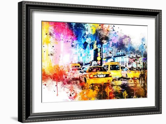 NYC Watercolor Collection - Yellow Taxis-Philippe Hugonnard-Framed Art Print