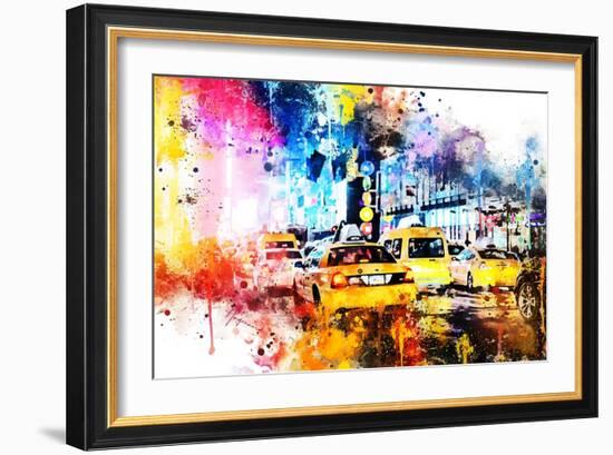 NYC Watercolor Collection - Yellow Taxis-Philippe Hugonnard-Framed Art Print