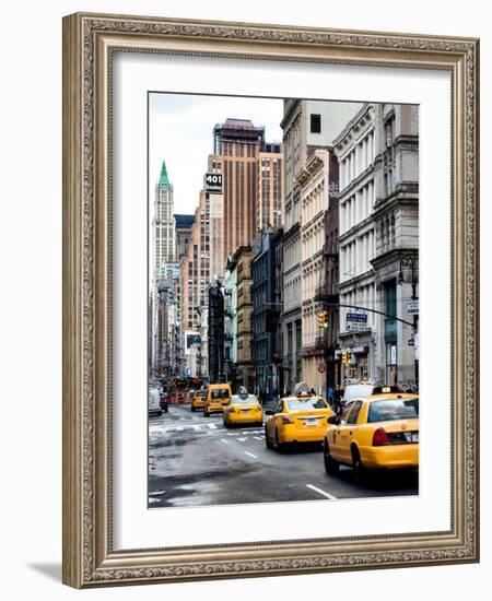 NYC Yellow Taxis / Cabs on Broadway Avenue in Manhattan - New York City - United States - USA-Philippe Hugonnard-Framed Art Print