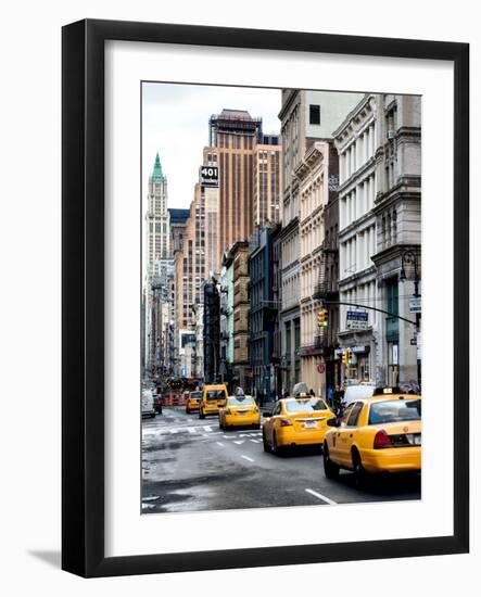 NYC Yellow Taxis / Cabs on Broadway Avenue in Manhattan - New York City - United States - USA-Philippe Hugonnard-Framed Art Print