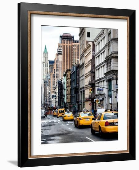 NYC Yellow Taxis / Cabs on Broadway Avenue in Manhattan - New York City - United States - USA-Philippe Hugonnard-Framed Art Print