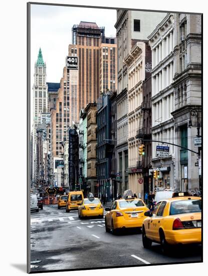 NYC Yellow Taxis / Cabs on Broadway Avenue in Manhattan - New York City - United States - USA-Philippe Hugonnard-Mounted Art Print