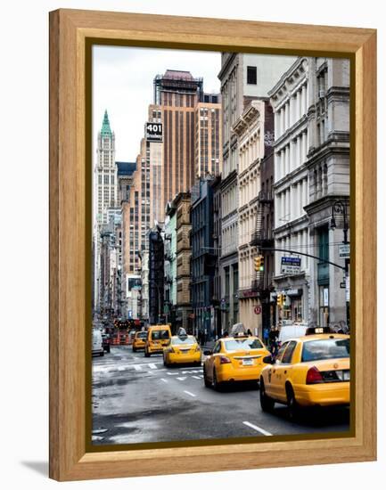 NYC Yellow Taxis / Cabs on Broadway Avenue in Manhattan - New York City - United States - USA-Philippe Hugonnard-Framed Stretched Canvas