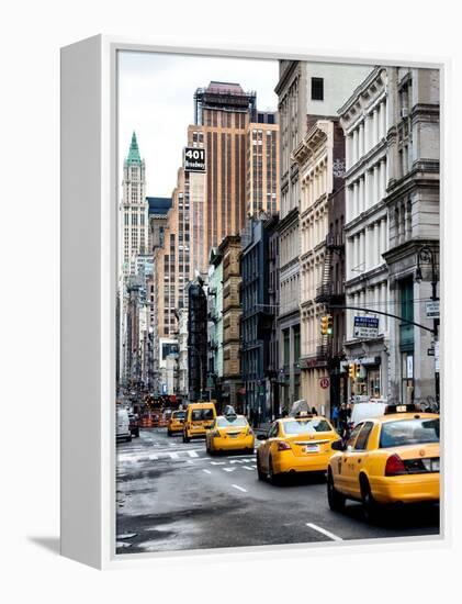 NYC Yellow Taxis / Cabs on Broadway Avenue in Manhattan - New York City - United States - USA-Philippe Hugonnard-Framed Stretched Canvas