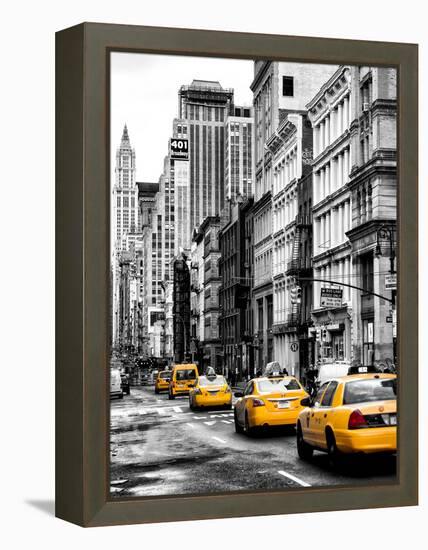 NYC Yellow Taxis / Cabs on Broadway Avenue in Manhattan - New York City - United States-Philippe Hugonnard-Framed Premier Image Canvas